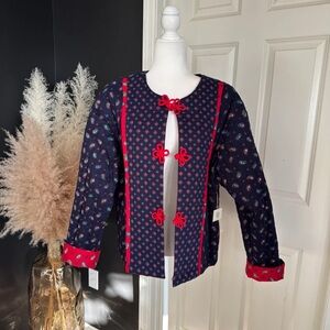 NWT Vintage Anne Marie Les Olivades Provence Quilted Blue Paisley Jacket Size XL